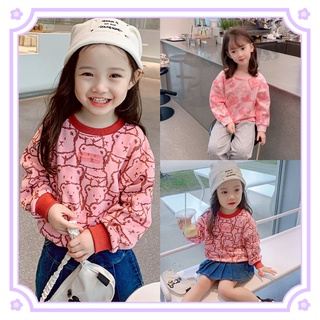 ฤดูใบไม้ผลิและฤดูใบไม้ร่วงของเด็กผู้หญิง / หมี / สเวตเตอร์    ใหม่เด็กเสื้อสวมหัวสีชมพูรักหมีแฟชั่นคอกลม/แขนยาวTop