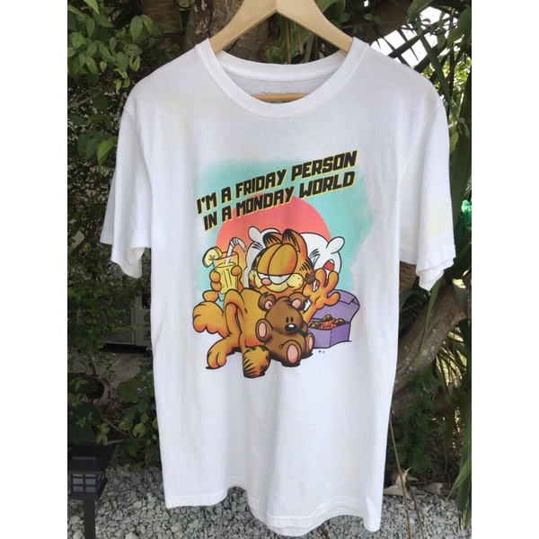 เสื้อยืดผ้าฝ้ายพิมพ์ลายขายดี-แมว-garfield-กาฟิวส์