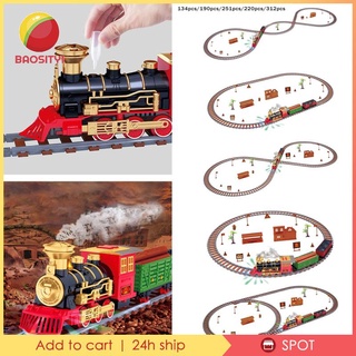 [Baosity1] ชุดรางรถไฟคริสต์มาส พร้อมไอน้ํา ของเล่นสําหรับเด็ก 134 ชิ้น