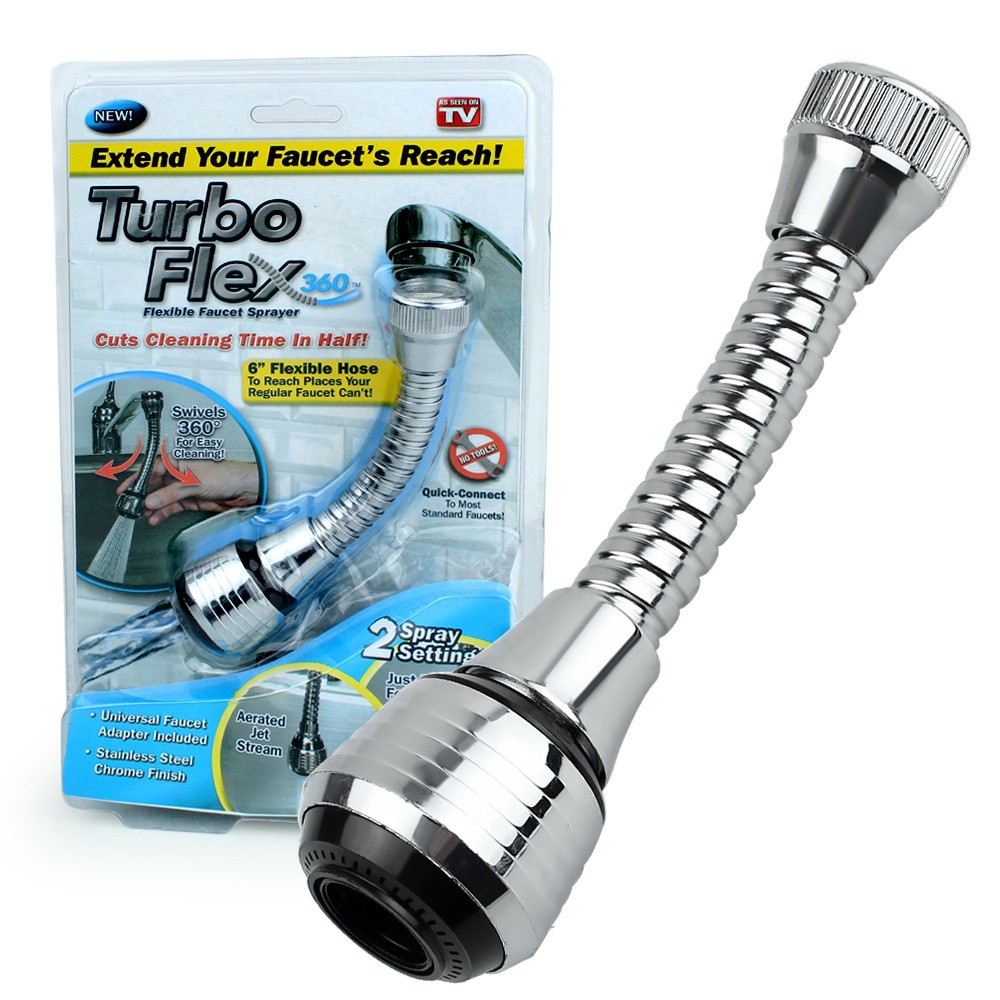 turbo-flex-360-หัวต่อก๊อกน้ำ-เพิ่มแรงดันน้ำและปรับงอได้วัสดุแข็งแรงและสวยงาม