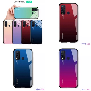 เคสกระจกสองสี Case Vivo Y11 / Y12 / Y15 / Y17 / Y20 / Y20s / Y12s / Y3s / Y30 / Y50 / Y21 / Y33s เคสเงาไล่สี ขอบนิ่ม