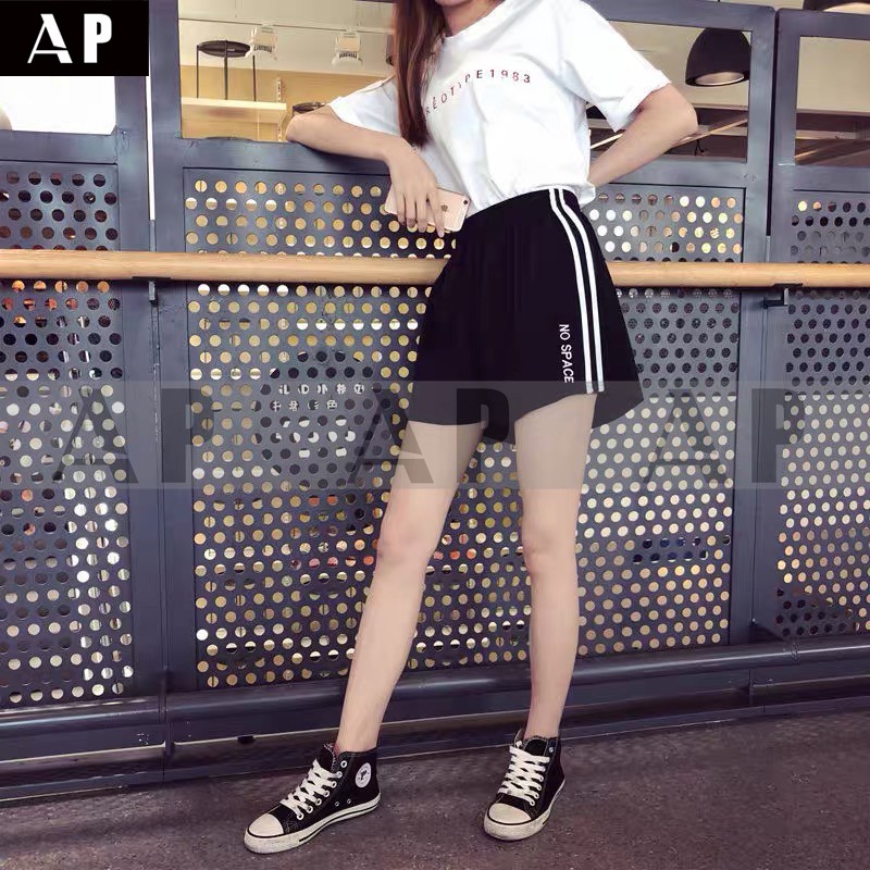 ap-กางเกงขาสั้นผู้หญิง-เอวยืด-สไตส์เกาหลี-ใส่ลำลอง-ทรงสปอร์ต-เบาสบาย-ระบายอากาศดีเยี่ยม