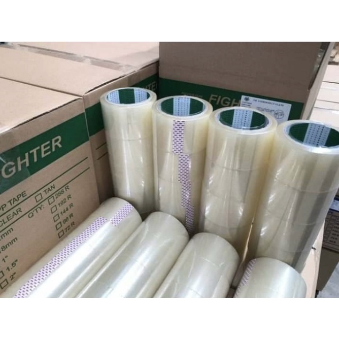 สินค้าขายดี-เทปกาว-opp-ตรา-fighter-tape-สีใส-น้ำตาล-72-ม้วน-1-ลัง-freeค่าจัดส่ง