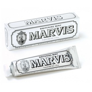 MARVIS Whitening Mint Toothpaste 75ml. (หลอดสีเงิน/ขาว) สูตรฟันขาว มอบลมหายใจที่หอม สดชื่น