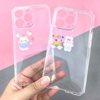 samsung Note 10+  Note20 Note20Ultra S21 เคสใสมุมเหลี่ยม TPU เคสกันกระแทก ด้านข้างพิมพ์ลาย เคสกันกล้องการ์ตูน