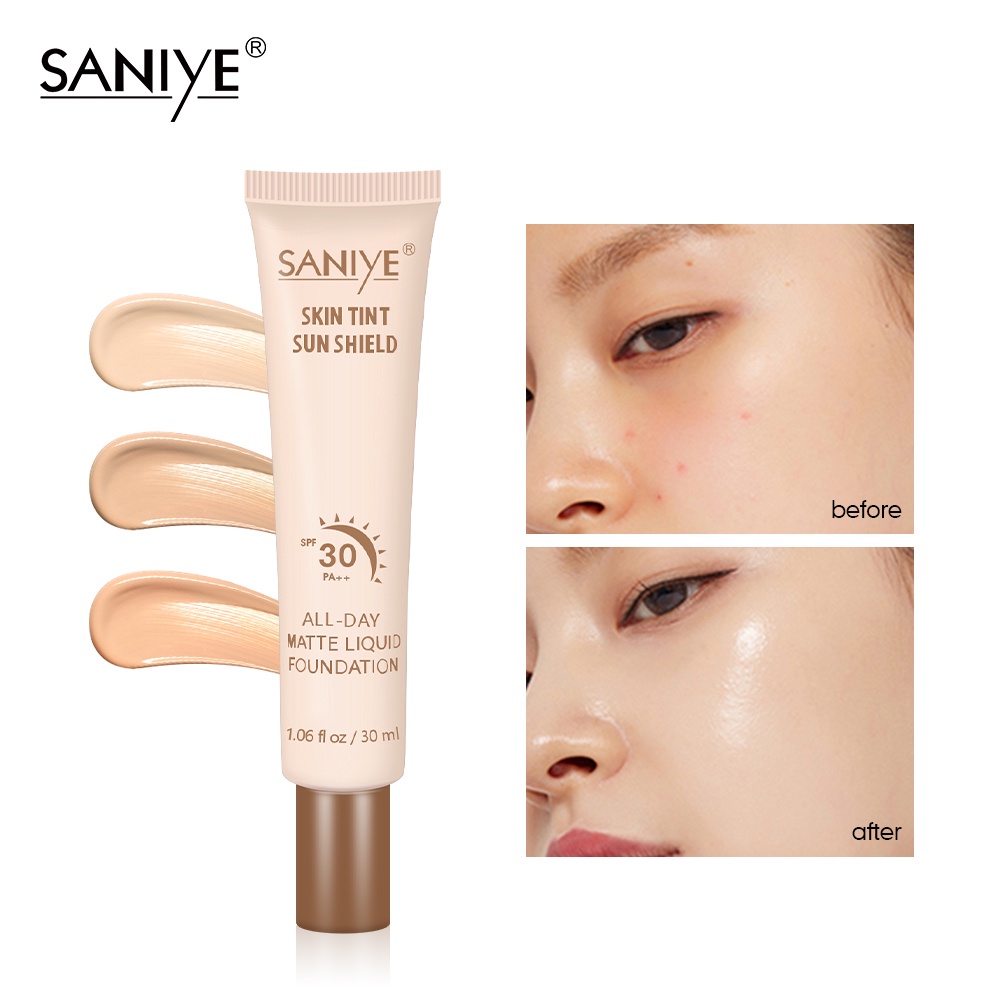 รูปภาพสินค้าแรกของSANIYE รองพื้นเนื้อลิขวิด ควบคุมความมัน กันน้ํา SPF 30 R6005