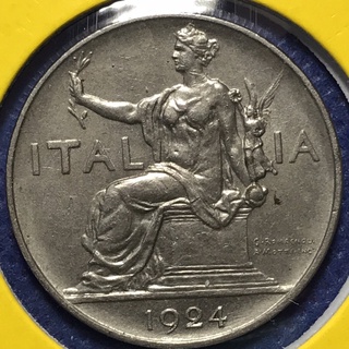No.60647 ปี1924 อิตาลี 1 LIRA สภาพดี เหรียญสะสม เหรียญต่างประเทศ เหรียญเก่า หายาก ราคาถูก
