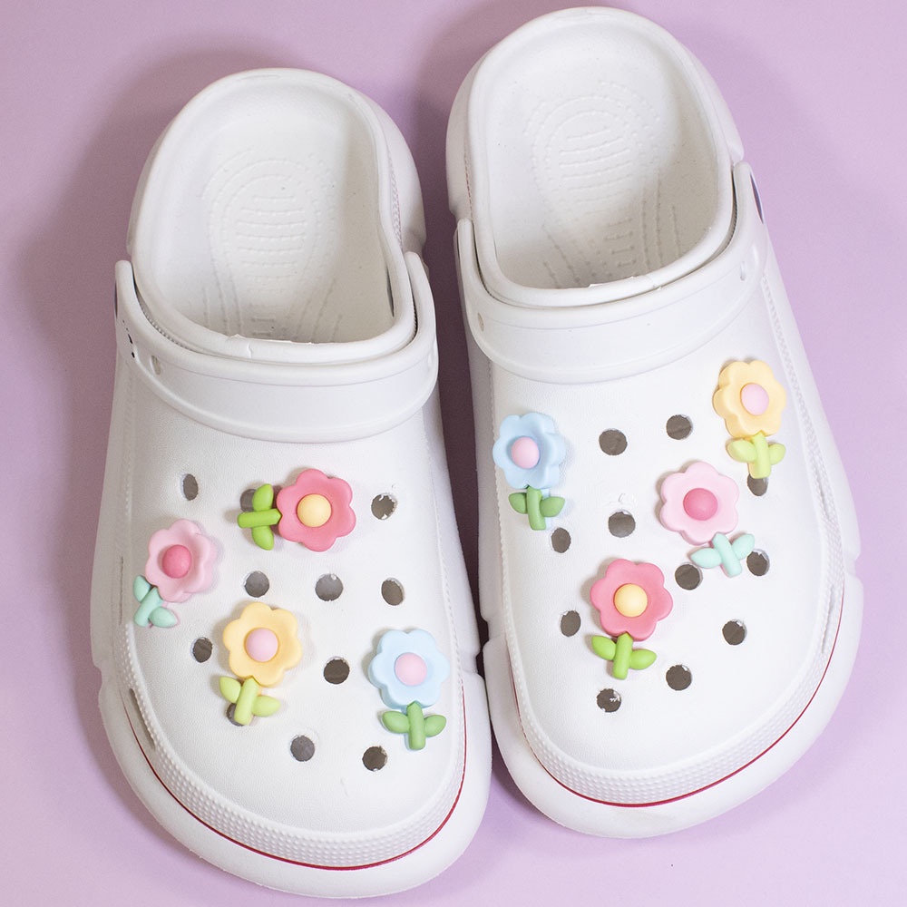 การ์ตูน-ดอกไม้-สี-jibits-สําหรับ-croc-ชุดดอกทานตะวัน-jibbits-เสน่ห์-ดอกไม้-jibitz-croc-โซ่-สําหรับผู้หญิง-รองเท้า-อุปกรณ์เสริม-จี้รองเท้า-หมุดตกแต่ง