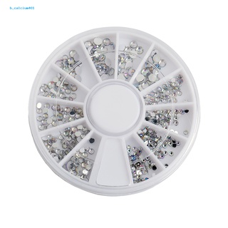 Farfi  1 Wheel 5 Sizes White Multicolor Acrylic Nail Art Decoration Glitter Rhinestones