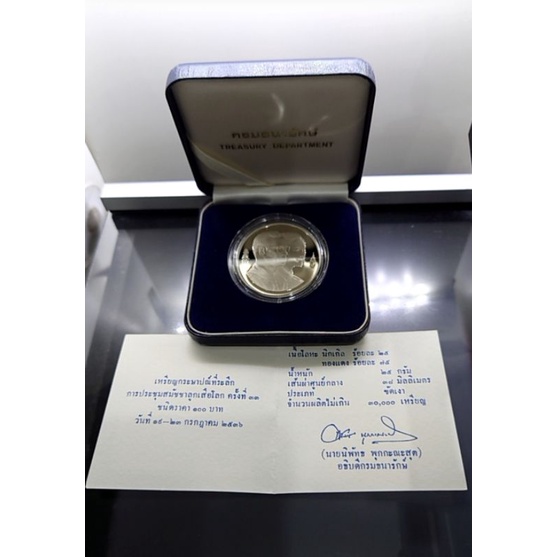 เหรียญ-ที่ระลึก-100-บาท-นิเกิลขัดเงา-เหรียญวาระการประชุมลูกเสือโลก-ครั้งที่-33-พระรูป-ร9-ราชินี-พร้อมกล่องหนังใบเซอร์