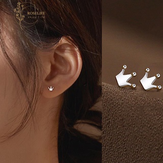 ภาพหน้าปกสินค้าRoselife S925 Silver Anti-allergy Mini Crown Stud Earrings for Women Girls Fashion Ear Jewelry 1 Pair ซึ่งคุณอาจชอบสินค้านี้