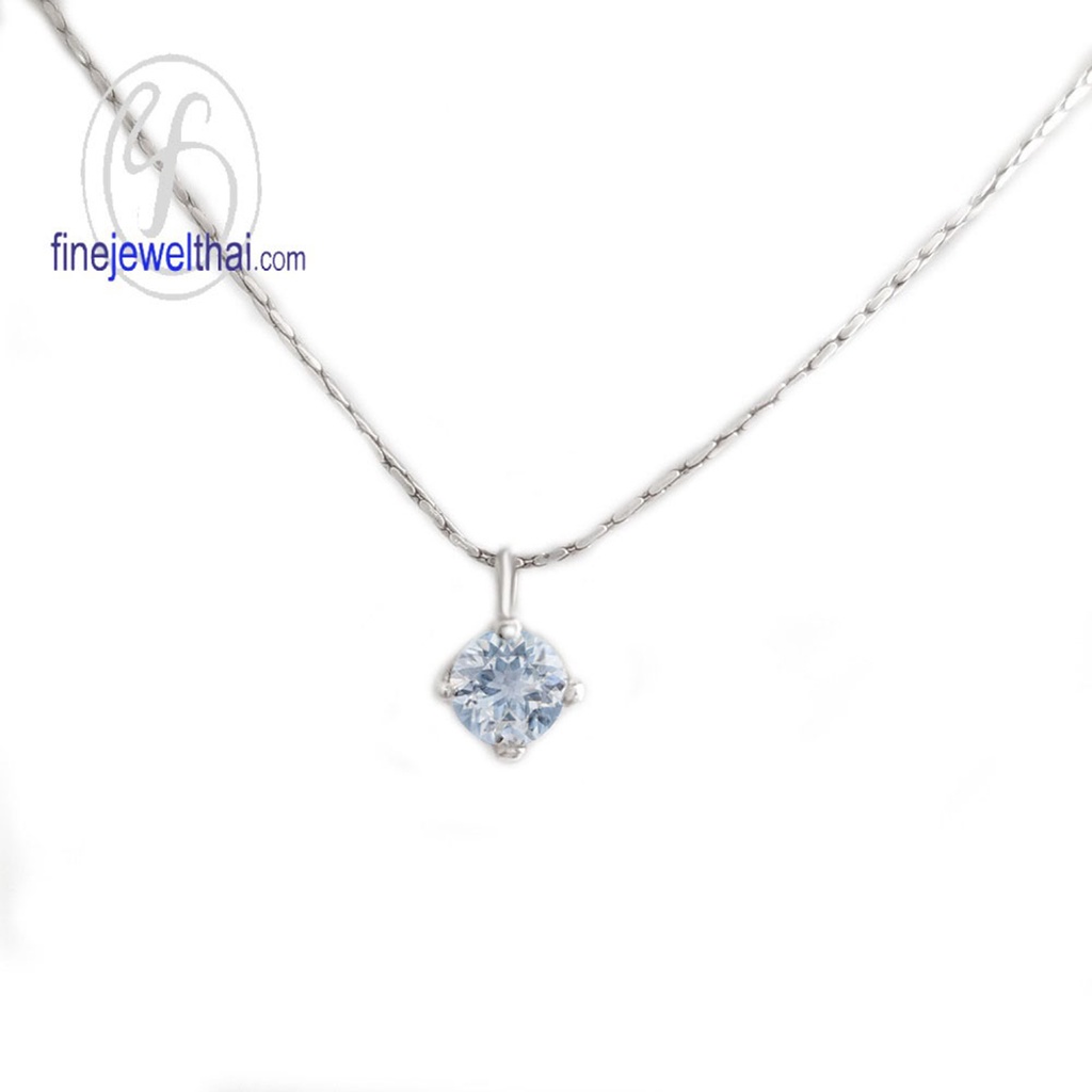 finejewelthai-จี้อะความารีน-อะความารีน-จี้พลอย-พลอยประจำเดือนเกิด-aquamarine-silver-pendant-birthstone-p1055aq00e