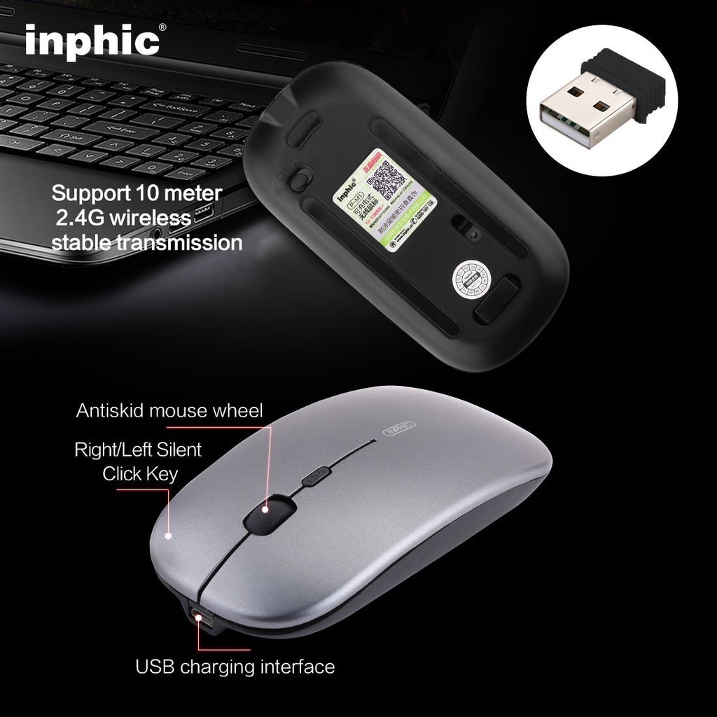 อัพเกรด-3-in1-inphic-เมาส์ไร้สาย-เม้าส์-pm1-m1-bs-ไร้เสียง-คลิกเงียบ-บางเฉียบ-gaming-mouse-เม้าส์ไร้สาย