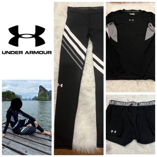 แท้ 💯% Used Under Armour Swimming Set size S ชุดว่ายน้ำ ครบเซ็ท สีดำ แบบเท่ห์มาก ใส่แล้วผอมเพรียว สภาพใช้งาน