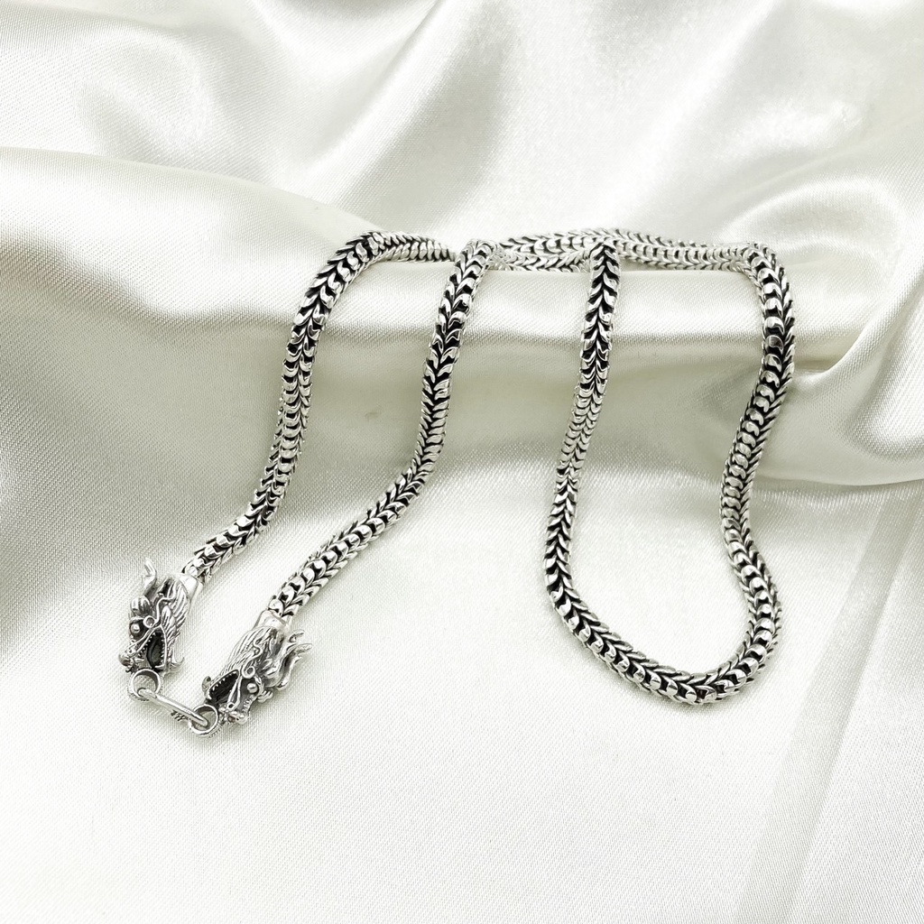 สร้อยคอลายเกล็ดมังกร-หัวมังกร-สร้อยคอเงินแท้-925-dsp-925-sterling-silver-dragon-chain-necklace-nsp0087