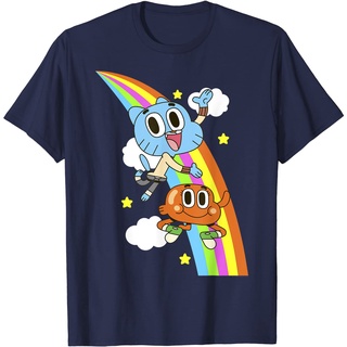 เสื้อยืดผ้าฝ้ายพรีเมี่ยม เสื้อยืด พิมพ์ลาย The Amazing World Of Gumball &amp; Darwin Rainbow