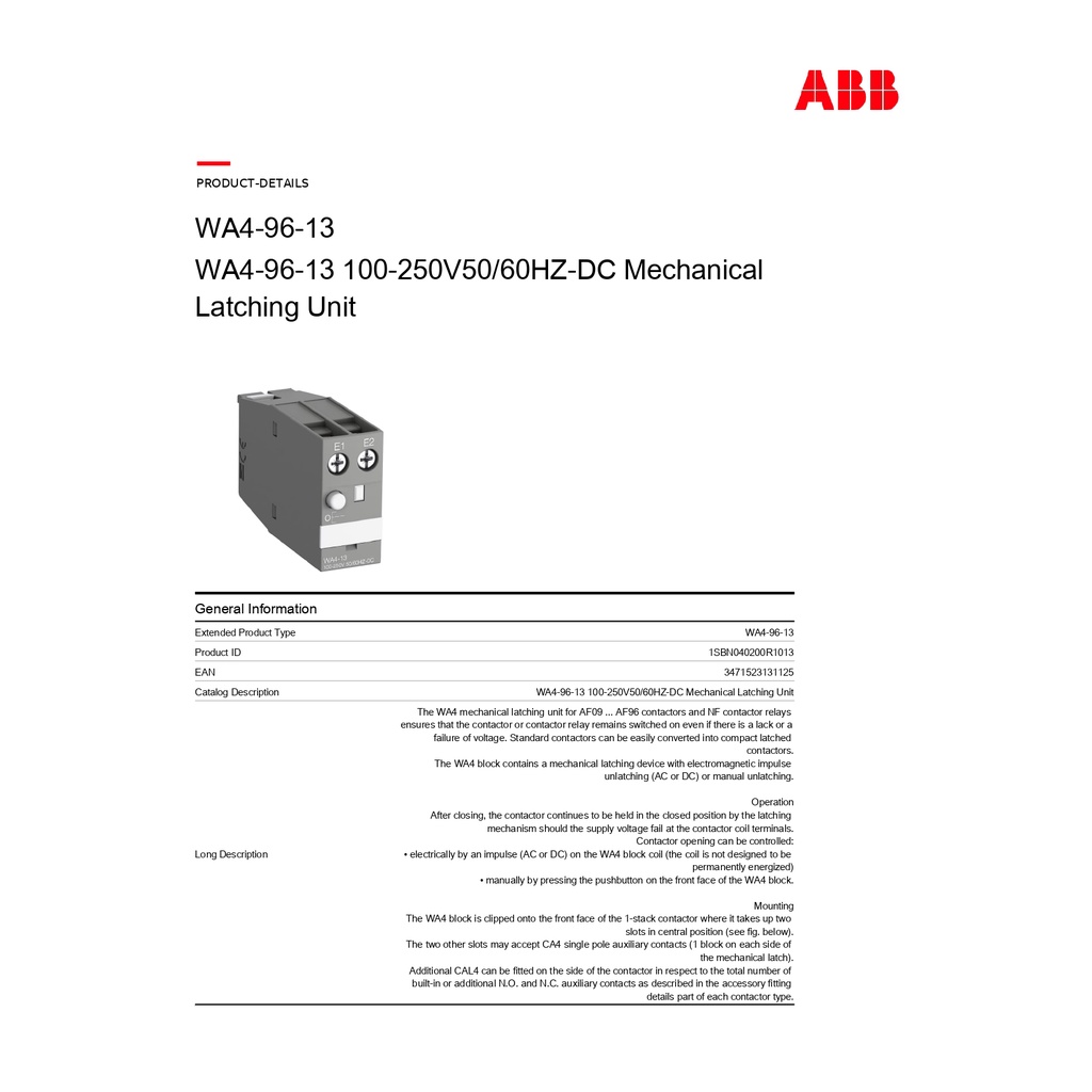 abb-wa4-96-13-100-250v50-60hz-dc-mechanical-latching-unit-รหัส-wa4-96-13-l-1sbn040200r1013-เอบีบี-acb-official-store