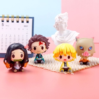 ตุ๊กตาฟิกเกอร์ Demon Slayer Yaiba Tanjiro Nezuko Zenitsu Inosuke Q Version ของเล่นสําหรับเด็ก 4 ชิ้น