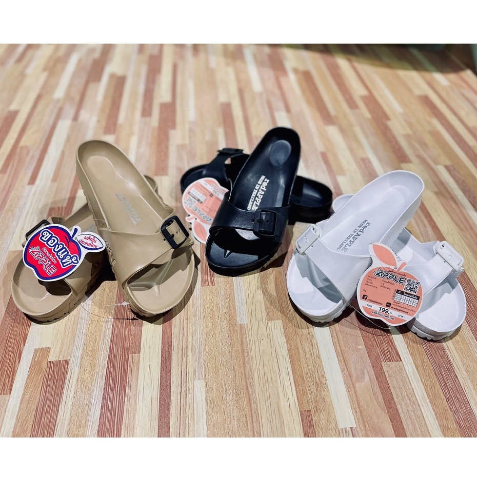 รูปภาพของRed Apple 1 สาย BG2561 ดำ ขาว 1ในไทย รองเท้าแตะแบบสวม เบา Unisex Vintage Sandals Shoes รองเท้าแตะ เรดแอปเปิ้ล 2561ลองเช็คราคา
