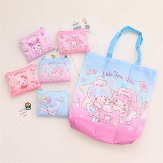 กระเป๋า ถุงผ้า ถุงใส่ของ กระเป๋าสะพายข้าง Sanrio Character ECO-Bag กระเป๋าผ้า แบบพับเก็บได้ ขนาด 39×39 cm ( 1 ใบ )