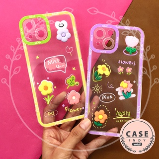 เคสเรียลมี  Realme C35 5 เคสมือถือนิ่มใสกันกล้อง ซิลิโคน TPU ติดดอกไม้นูน