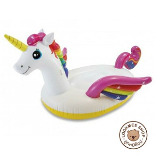 MeeMeeBaby Intex Mega Unicornio Island แพยางเป่าลมขนาดใหญ่ ลายยูนิคอร์น ขนาด 57x64x99 นิ้ว (1.45x1.63x2.51ม.)