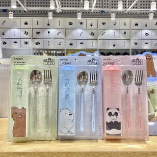 Miniso ชุดช้อน+กล่องใส่ we bare bearsลิขสิทธิ์แท้‼️✨