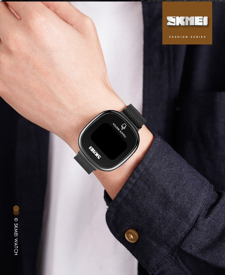 รูปภาพของ SKMEI นาฬิกาข้อมือดิจิทัล สายสเตนเลส กันน้ำ สําหรับผู้หญิงและผู้ชาย