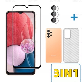 3in1 Samsung A13 5G ฟิล์มเลนส์กล้อง + ฟิล์มกระจกเต็มจอ+ ฟิล์มหลัง ฟิล์มกันกระแทกขอบดำ