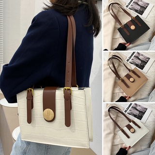 Women Retro Solid Color PU Leather Handbags Tote Bags Casual Shoulder Bags