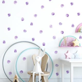 【Zooyoo】สติ๊กเกอร์ติดผนัง Watercolor Purple Wave Point Wall Sticker