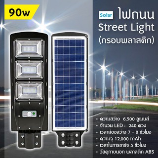 Solar Street Light 90W 60W 30W โคมไฟถนนโซล่าเซล (ฟรี)รีโมทและน็อต4ตัวกับไม้ยึด โคมไฟโซล่าเซล ไฟถนนโซล่าเซลล์ ไฟถนนโซล่า