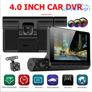 กล้องติดรถยนต์ 3 กล้อง จอสัมผัส TTouch Screen Dual Lens Dashboard Camera พร้อมกล้องมองหลัง