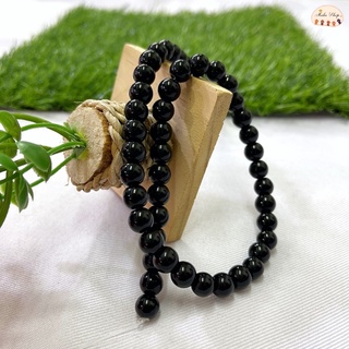 หินนิลดำ​8มม. มี54เม็ด/เส้น​ Onyx Stone By Maleeshop