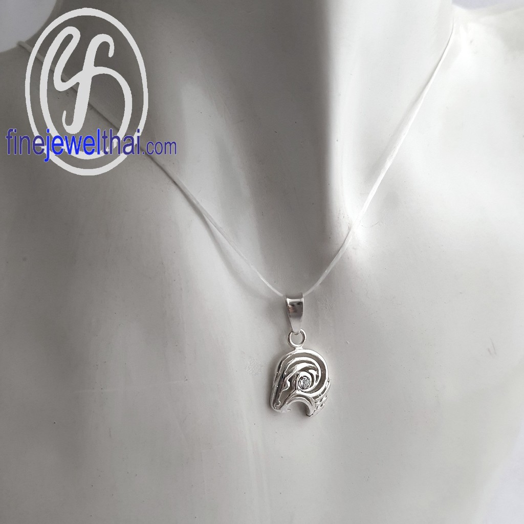 finejewelthai-จี้ราศี-ราศีเมษ-จี้เพชรcz-จี้เงินแท้-aries-dimond-cz-silver-pendant-p1165cz00