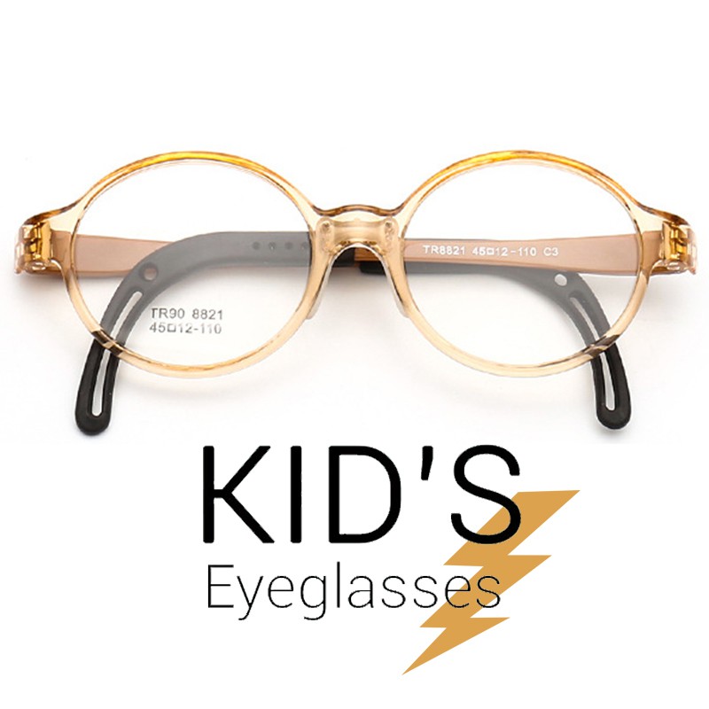 korea-แว่นตาแฟชั่นเด็ก-แว่นตาเด็ก-รุ่น-8821-c-3-สีน้ำตาลกรอบใส-ขาข้อต่อ-วัสดุ-tr-90-สำหรับตัดเลนส์-เบาสวมไส่สบาย