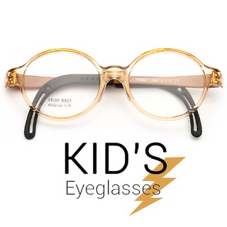 KOREA แว่นตาแฟชั่นเด็ก แว่นตาเด็ก รุ่น 8821 C-3 สีน้ำตาลกรอบใส ขาข้อต่อ วัสดุ TR-90 (สำหรับตัดเลนส์) เบาสวมไส่สบาย