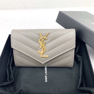 YSL Card holder  Grey GHW / Red GHW หนังคาเวียร์ สีเทา/สีแดง