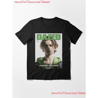  100%COTTONNew Timothee Chalamet DAZED Magazine Cover Essential T-Shirt ผู้หญิง ดพิมพ์ลาย ดผ้าเด้ง คอกลม cotton ความนิยม