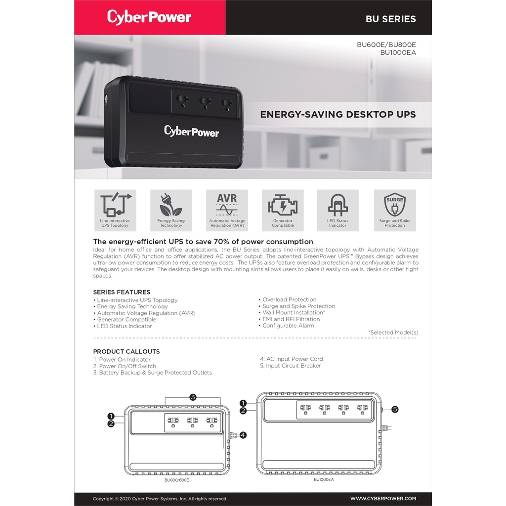 cyberpower-ups-bu600e-600va-360watts-เครื่องสำรองไฟ-ของแท้-ประกันศูนย์-2ปี