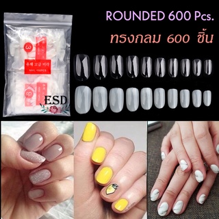 เล็บ PVC สำหรับต่อเล็บ ทรงกลม สั้นกลาง เบอร์ 0-9 แยกไซด์ จำนวน 600 ชิ้น/ PVC Round shape No.0-9 Pack 600 Pieces