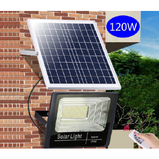 120W Solar lights ไฟสปอตไลท์ กันน้ำ ไฟ Solar Cell ใช้พลังงานแสงอาทิตย์ โซลาเซลล์ Outdoor Waterproof Remote Control Light