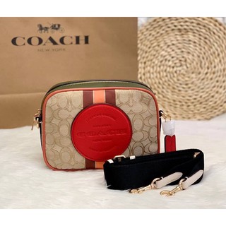 Coach Dempsey Camera Bag In Signature Jacquard With Stripe And Coach Patch