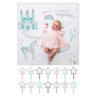 Lulujo ชุดผ้าอ้อมมัสลินคอตตอนพร้อมการ์ด Baby’s First Year Cotton Muslin Swaddle&amp;  &amp; 14 Cards Set - Something Magical