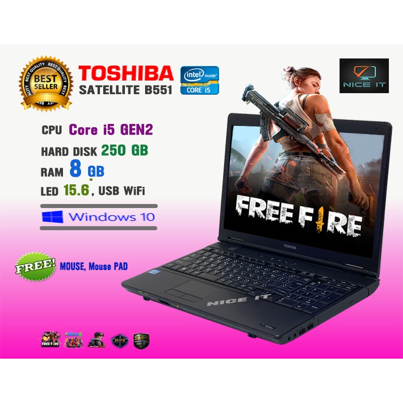 ภาพหน้าปกสินค้าโน๊ตบุ๊ค Notebook Toshiba Core i5 Ram 8 GB (ROV, Freefire, Sim4, PB, SF ทดสอบแล้วเล่นได้ครับ) จากร้าน niceit20177 บน Shopee