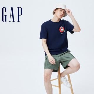 [100% Cotton] เสื้อยืดแขนสั้น ผ้าฝ้าย พิมพ์ลายโลโก้ Gap แฟชั่นฤดูใบไม้ผลิ สําหรับผู้ชาย