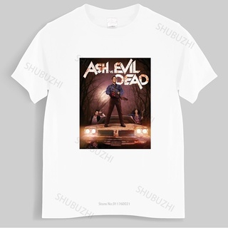 เสื้อยืดโอเวอร์ไซส์เสื้อยืดผ้าฝ้าย แขนสั้น คอกลม พิมพ์ลายโปสเตอร์ Ash Vs Evil Dead ขนาดใหญ่ สีดํา แฟชั่นสําหรับผู้ชายS-4