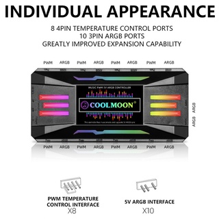 ภาพขนาดย่อของภาพหน้าปกสินค้าCoolmoon ฮับอัจฉริยะ แม่เหล็ก 5V 3Pin Aura Sync RGB SATA สายเคเบิล 4Pin PWM รีโมตคอนโทรลไร้สาย จากร้าน autospace.th บน Shopee ภาพที่ 4