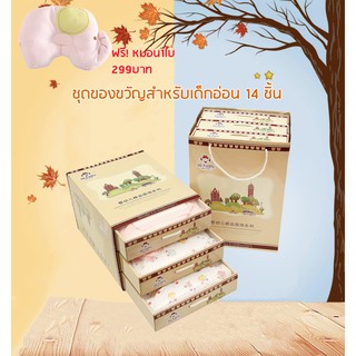 สินค้า Baby ชุดของขวัญสำหรับเด็กอ่อน 14 ชิ้น (ลายหนู) Pink แถมหมอน1ใบ