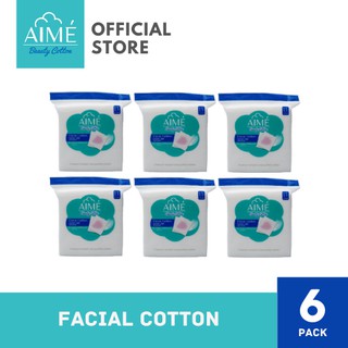 AIME Cotton Pad 90G, เอเม่ สำลีแผ่นทำความสะอาดผิวหน้าห่อใหญ่ (6 ห่อ)